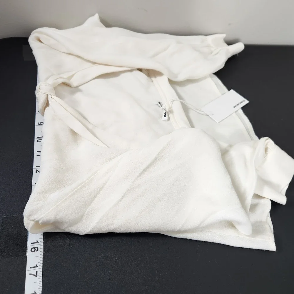 Reformation Anaya Top Gossamer White Tie Neck Puff Sleeve Blouse XS NEW